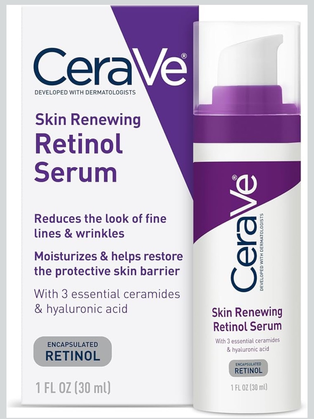 CeraVe Anti Aging Retinol Serum Face Encapsulated Retinol Smooths Wrinkles Skin